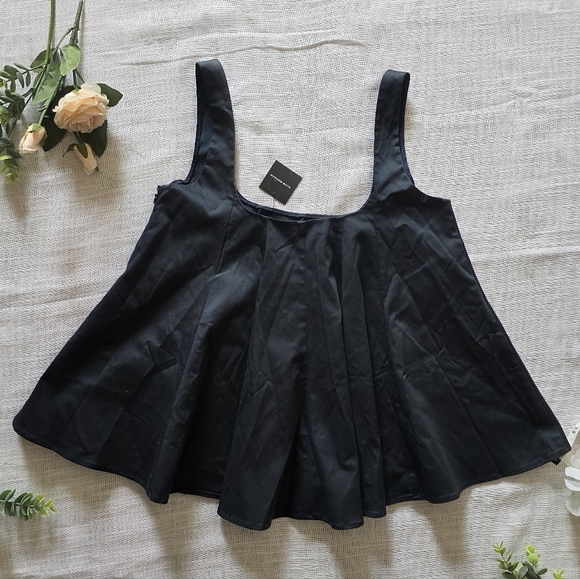 *CLUB MONACO* NWT Wide neck flare tank top in blueberry navy blue - Picture 2 of 8